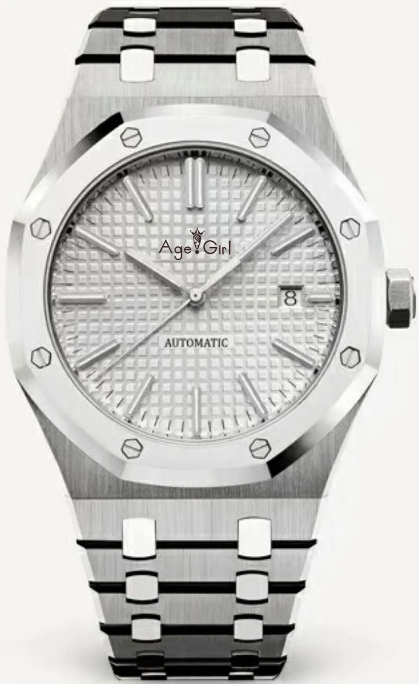 Роскошные брендовые новые мужские часы из нержавеющей стали автоматические механические розовое золото синий черный белый сапфировое стекло прозрачные - Цвет: White