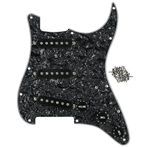 Загруженный Prewired Pickguard одиночные катушки звукосниматели Набор Fit Fender электрогитара Strat часть, 4Ply в возрасте жемчуг - Цвет: 4Ply Black Pearl