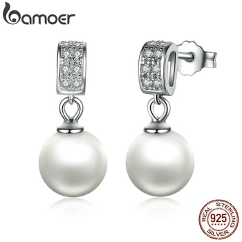Drop Earrings Fine Jewelry Female Drop Earrings with Pearls Earrings 925 Sterling Silver Jewelry Mother’s Day Gift SCE006