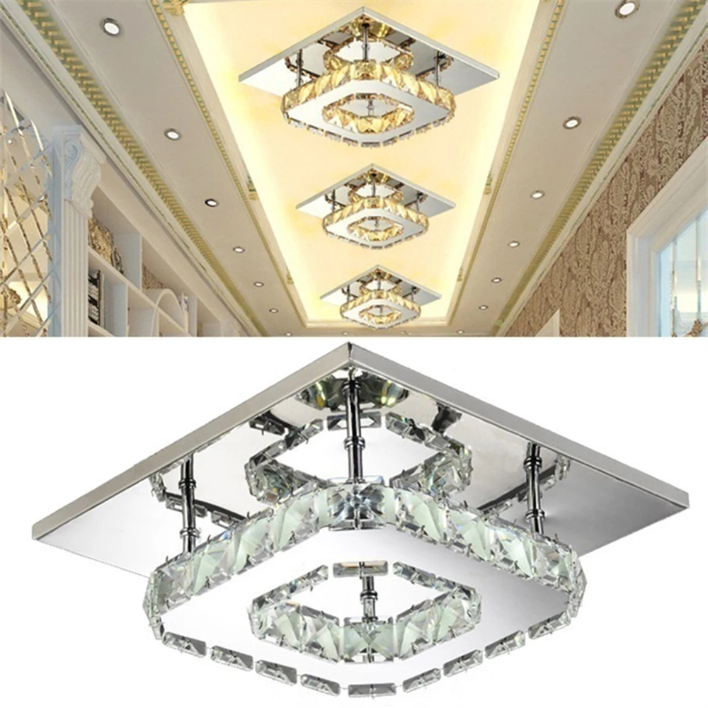 

Illumination Intelligent Drive Ceiling Square Crystal Lamp LED Ceiling Light Durable Sturdy Office Bedroom Living Room