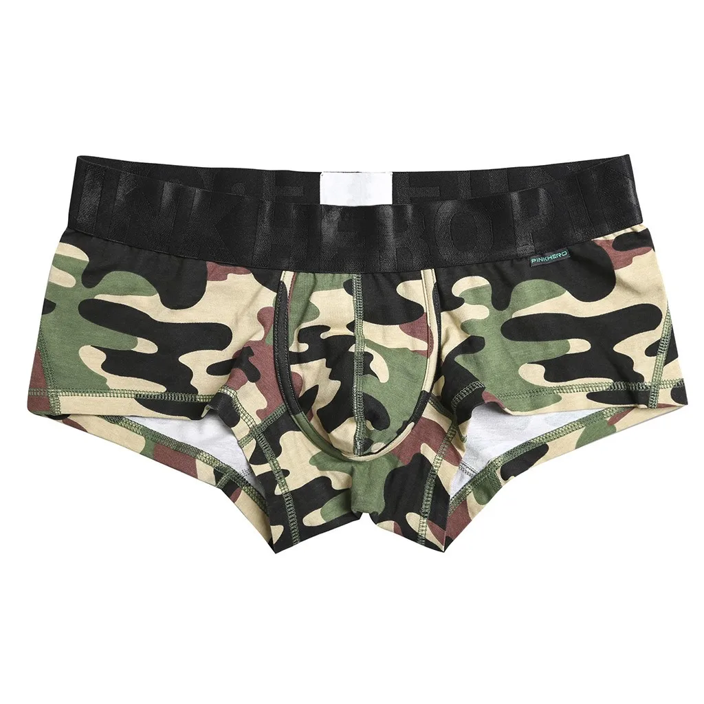 

Men Camouflage Soft Underwear Boxer Breathable Knickers Short Fashion Mid-Rise Comfort Bulge Pouch Knickers Underpants #D