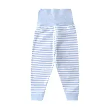 Детские теплые штаны, Детские однотонные штаны с высокой талией, осенние корейские Простые штаны, хлопковые леггинсы в полоску, повседневные штаны для отдыха