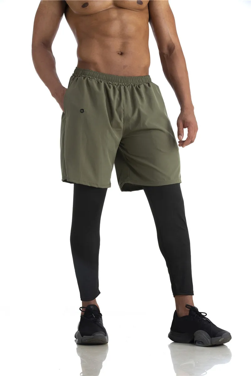 Running Shorts Men 2 In 1 Double-deck Quick Dry GYM Sport Shorts Fitness Jogging Workout Sweatpants Men Sports Leggings Pants