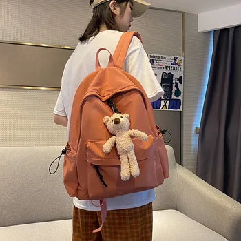 

Simple Clean Backpack Teeny Solid Casual Side-pockets Big Harajuku School Bag Student Couples Ins Backpack Korean Style Ulzzang