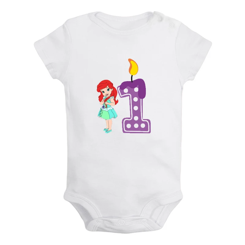 ifBaby2825W Милая Одежда для новорожденных девочек и мальчиков с надписью «I'm 1 Year Little Tiana» на первый день рождения комбинезон с короткими рукавами - Цвет: ifBaby2825W