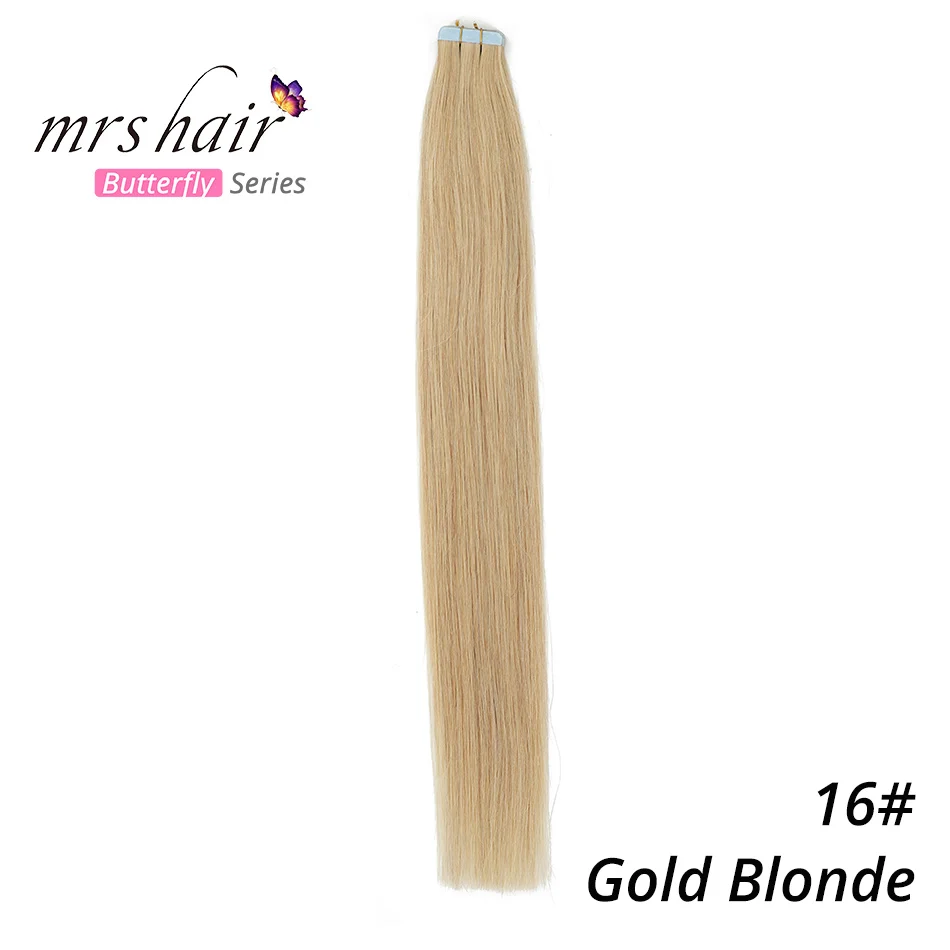 #16 MRSHAIR 6# кожи уток человеческих волос прямой 20 штук ленты в расширение номера Волосы remy двухсторонней ленты для волос 1" 18" 2" 22" 24" - Цвет: #16