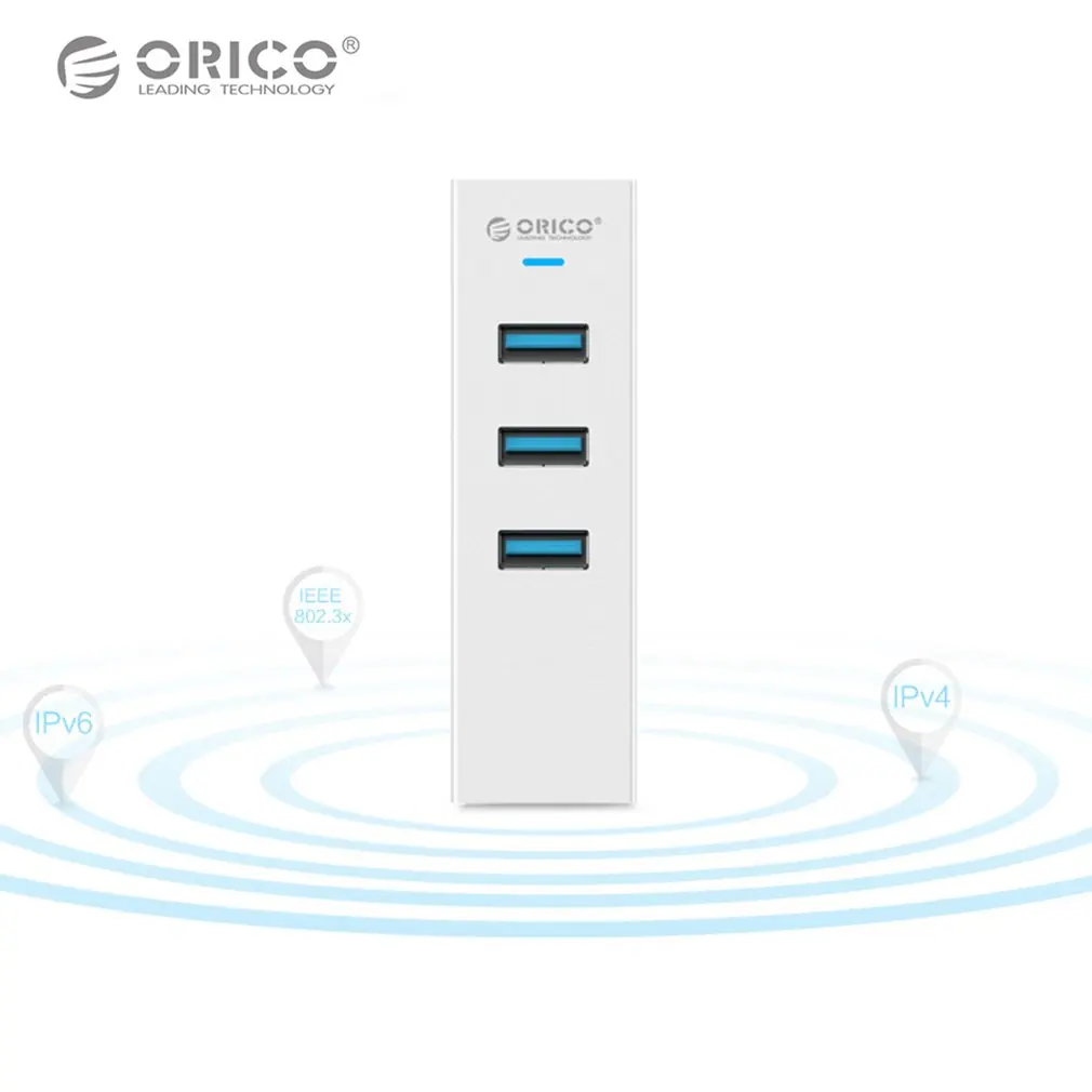 ORICO ASH3L-U3 алюминиевый usb-хаб высокоскоростной USB3.0 сплиттер с RJ45 порт гигабитный Ethernet адаптер для MAC ноутбук