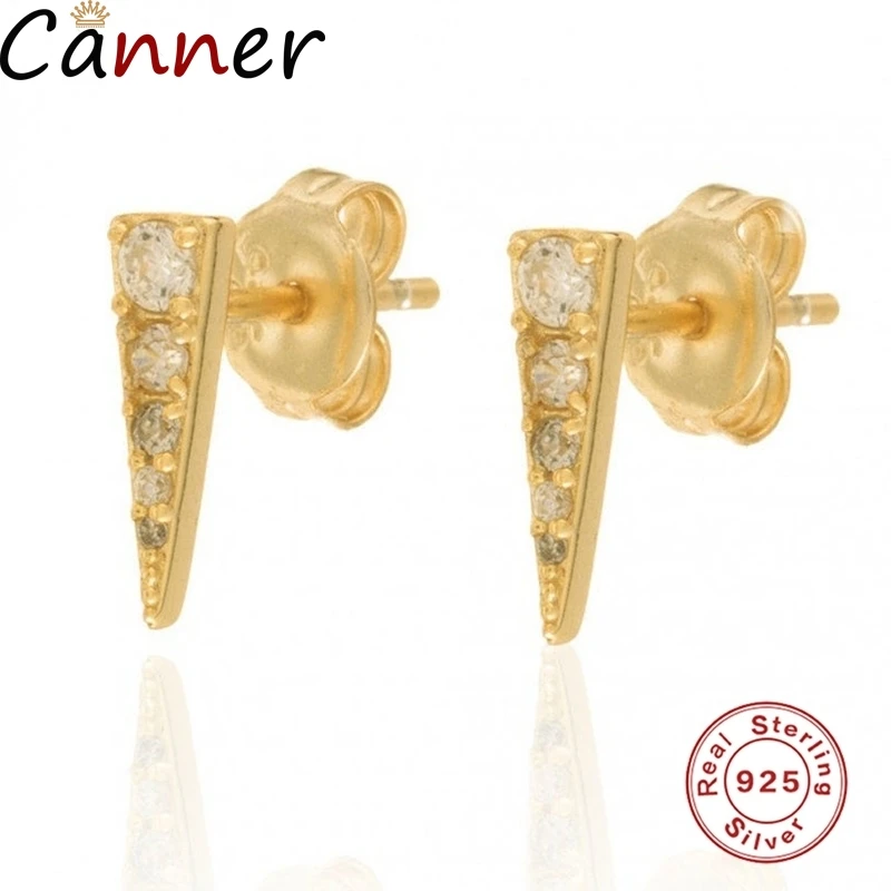 Canner Новая мода S925 Серебряные треугольные серьги-гвоздики для женщин Персонализированные серьги ювелирные изделия очаровательные подарки