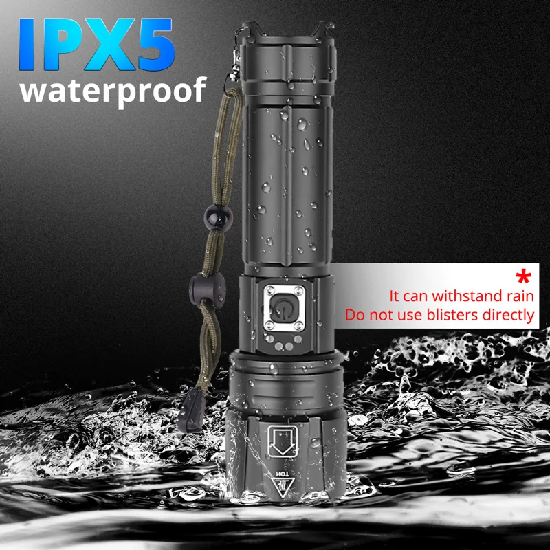 Фонарик XHP90.2 светодиодный водонепроницаемый Ультраяркий с аккумулятором