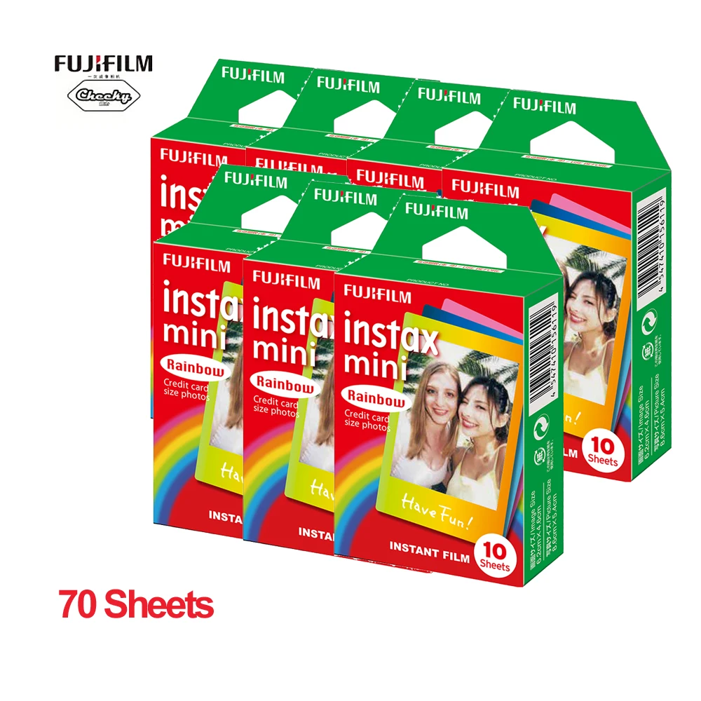 70 Sheets 10-100 листов Подлинная Fujifilm Instax Mini 8 пленка Радуга Fuji мгновенная пленка для Fujifilm Instax mini 7s 9 25 50s 90 пленка для камеры - Цвет: 70 Sheets