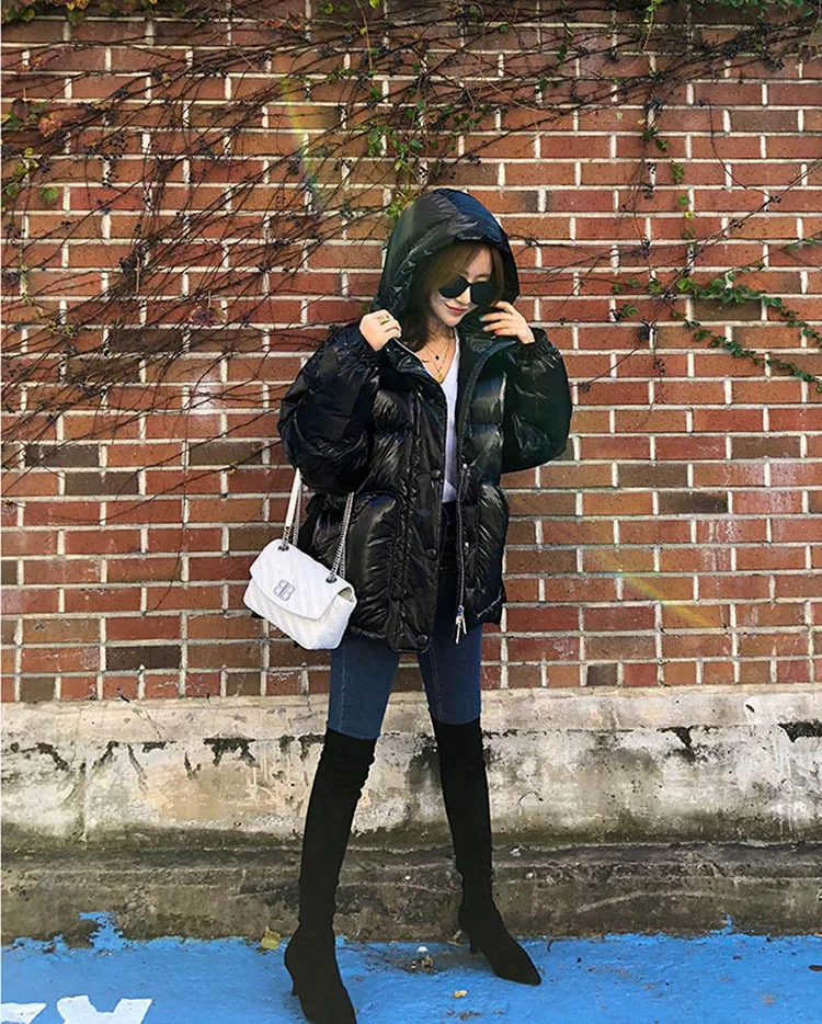 New Winter Women's Jacket hooded parka Bright Colors Insulated Puffy Coat collar hooded Parka Loose waist Belt outwear M192