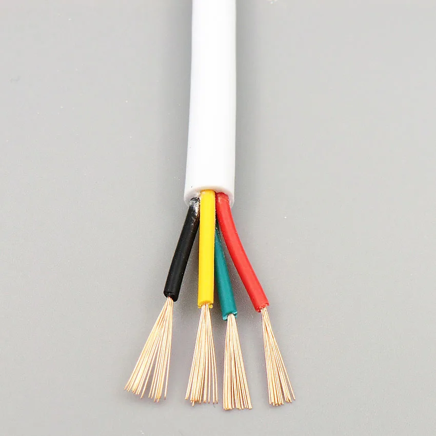

White Soft Sheath Wire 4 core 0.2, 0.3mm²through Extruding Production Signal Control Line With Oxygen Free Copper 24,22AWG 5m