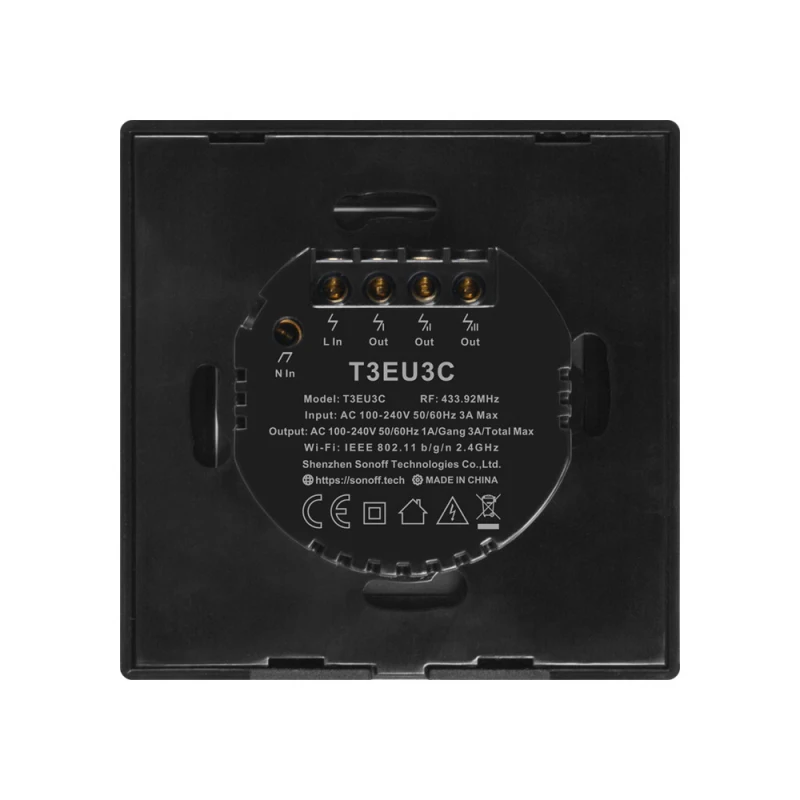 Умная сенсорная панель переключателя с WiFi смарт-переключателем 3C-TX, стеклянная панель разделена на настенные прерыватели T3(ЕС, Великобритания и США