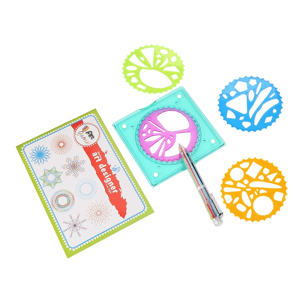 7 шт., Spirograph игрушки для рисования, набор, Переплетенные шестерни и колеса, аксессуары для рисования, креативная развивающая игрушка для детей