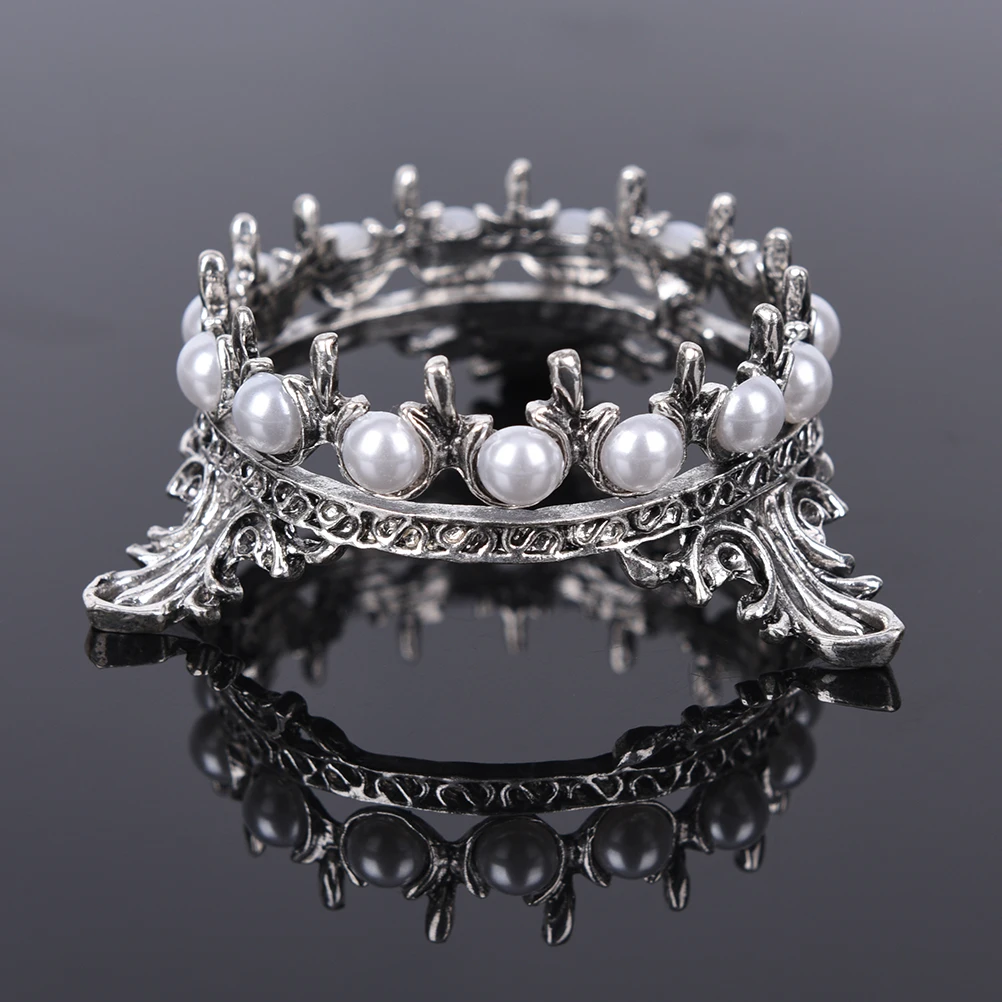 Crown Design Nail Art Pens Brushs Stand Rack Pearls Decoration Salon Home DIY Manicure Nail Carving Drawing Pens Brushes Holder - Цвет: Ancient silver
