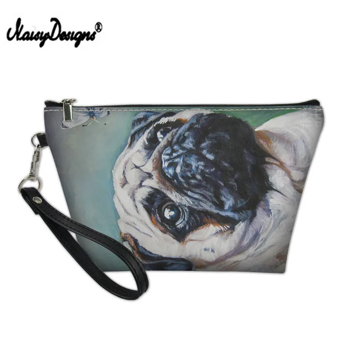 Серый Small Cosmetic Bag Toiletries Travel Organizer Makeup Pouches For Women Pug Animal Printing Mini Beauty Zipper Bag Storage Cases - Цвет: Серый