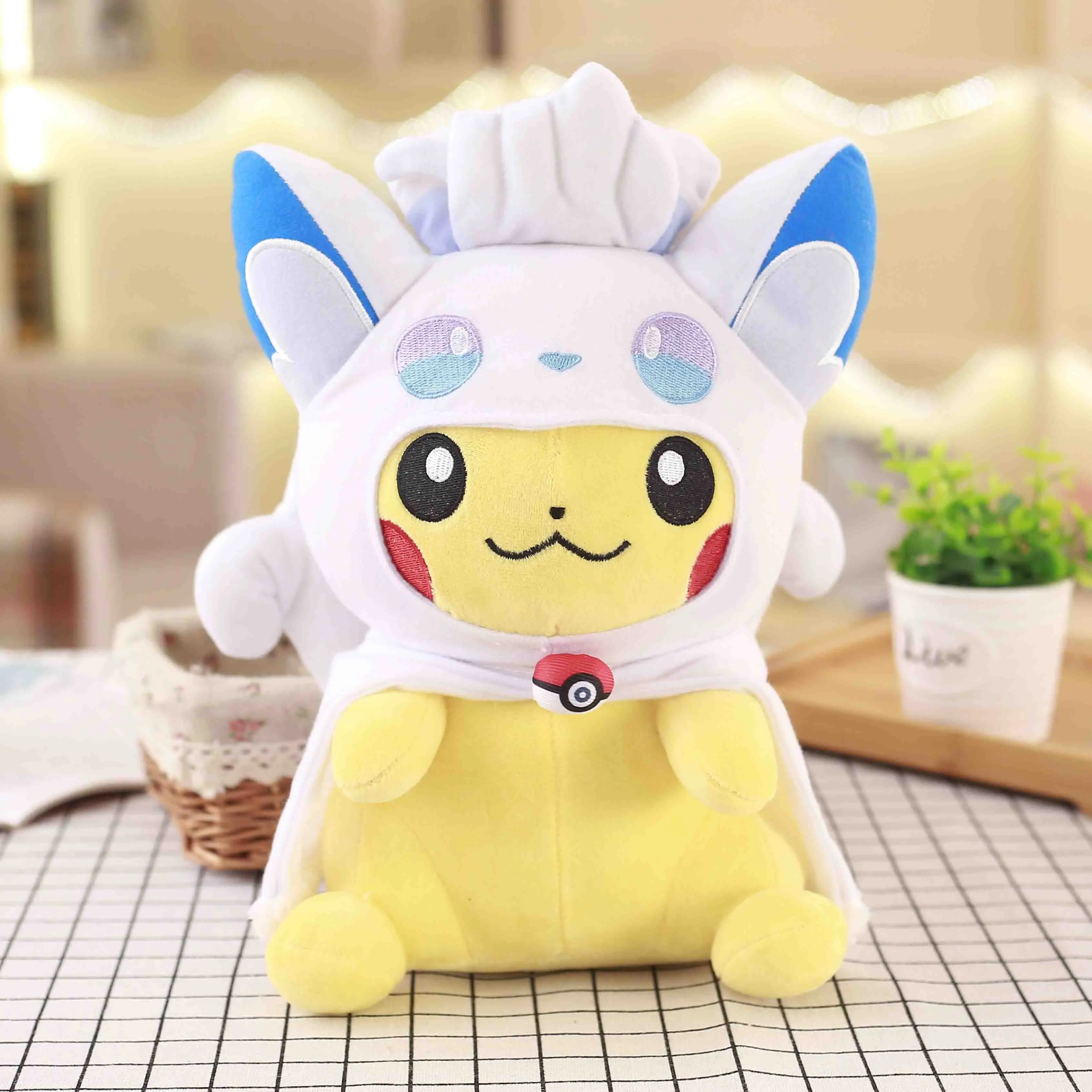 Детектива Пикачу Jigglypuff чармандер Сквиртл плюшевые игрушки мягкие милые захватные машины куклы для детей Забавный подарок - Цвет: 30cm Ice pikachu