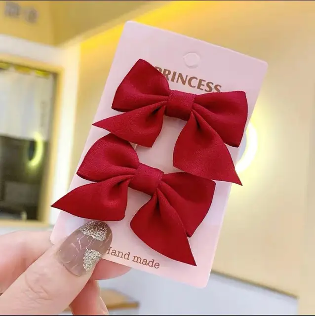 2PCS/onePair  Bow Headgear Cute Sweet Little Girl Hair Accessories Summer Girls Net Red Clips Baby Hairpins Children Hair Clips 21qian