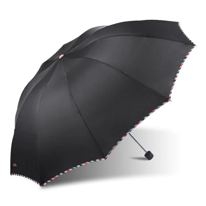 113 см ветронепроницаемый складной большой зонт, женский Автоматический роскошный большой ветрозащитный зонтик, мужской ветрозащитный зонт 10 к - Цвет: Черный