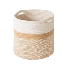Woven Cotton Rope Storage Basket Durable Round Shape Daily Use For Office/Home/Nursery Simple Design Organizer Baskets