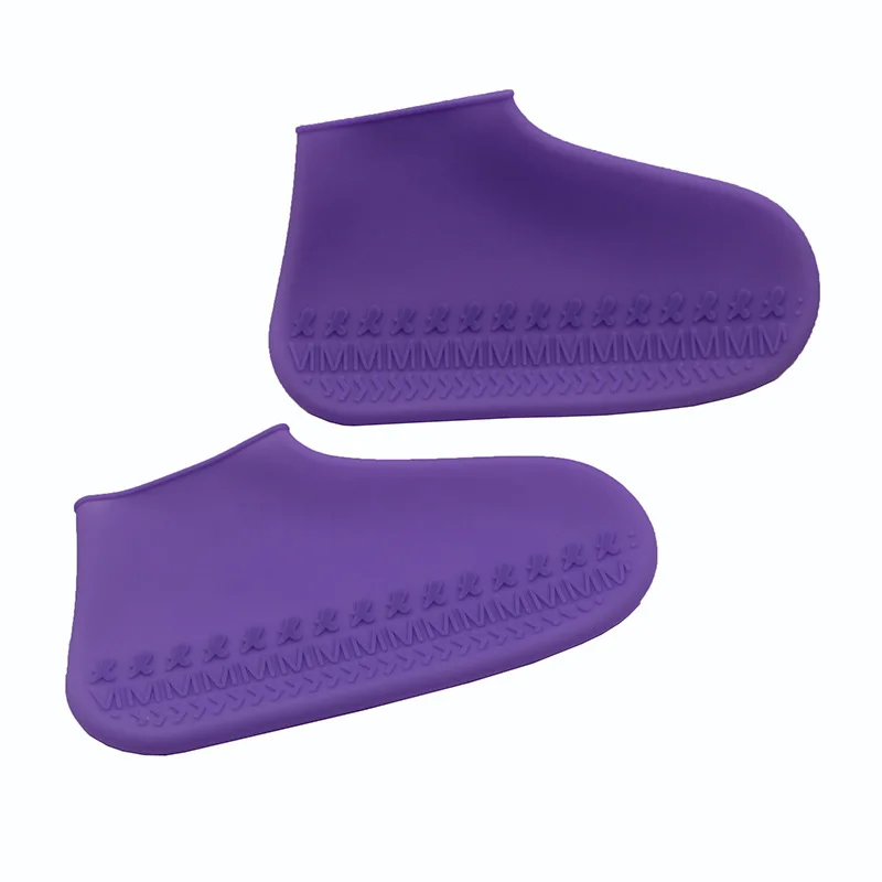Силиконовые галоши можно использовать повторно, водонепроницаемые, толстые, износостойкие, противоскользящие, резиновые, тянущиеся, для обуви, защитная обувь - Цвет: Purple