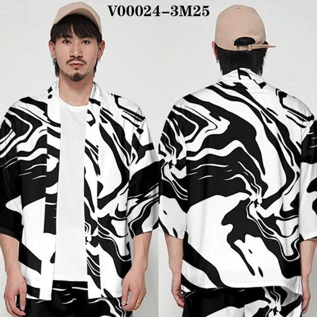 Японское кимоно Haori Yukata 3D печать Косплей женщин/мужчин мода лето Повседневная крутая короткий рукав - Цвет: hf-425