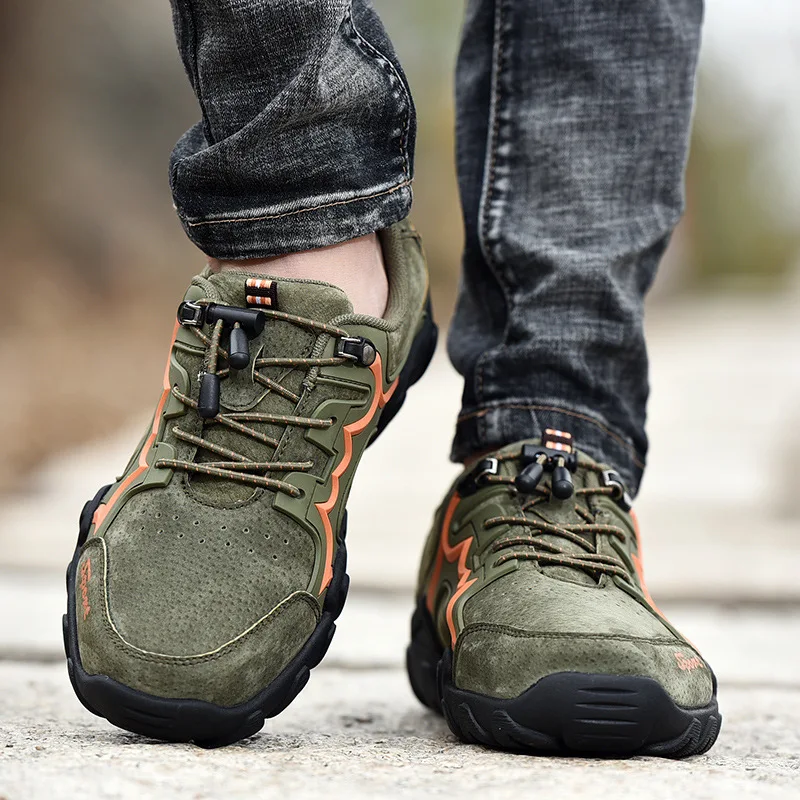 Новая мужская обувь из натуральной кожи для пеших прогулок на шнуровке, мужская спортивная обувь для улицы, беговые кроссовки для треккинга, нескользящая одежда, тактические ботинки для мужчин