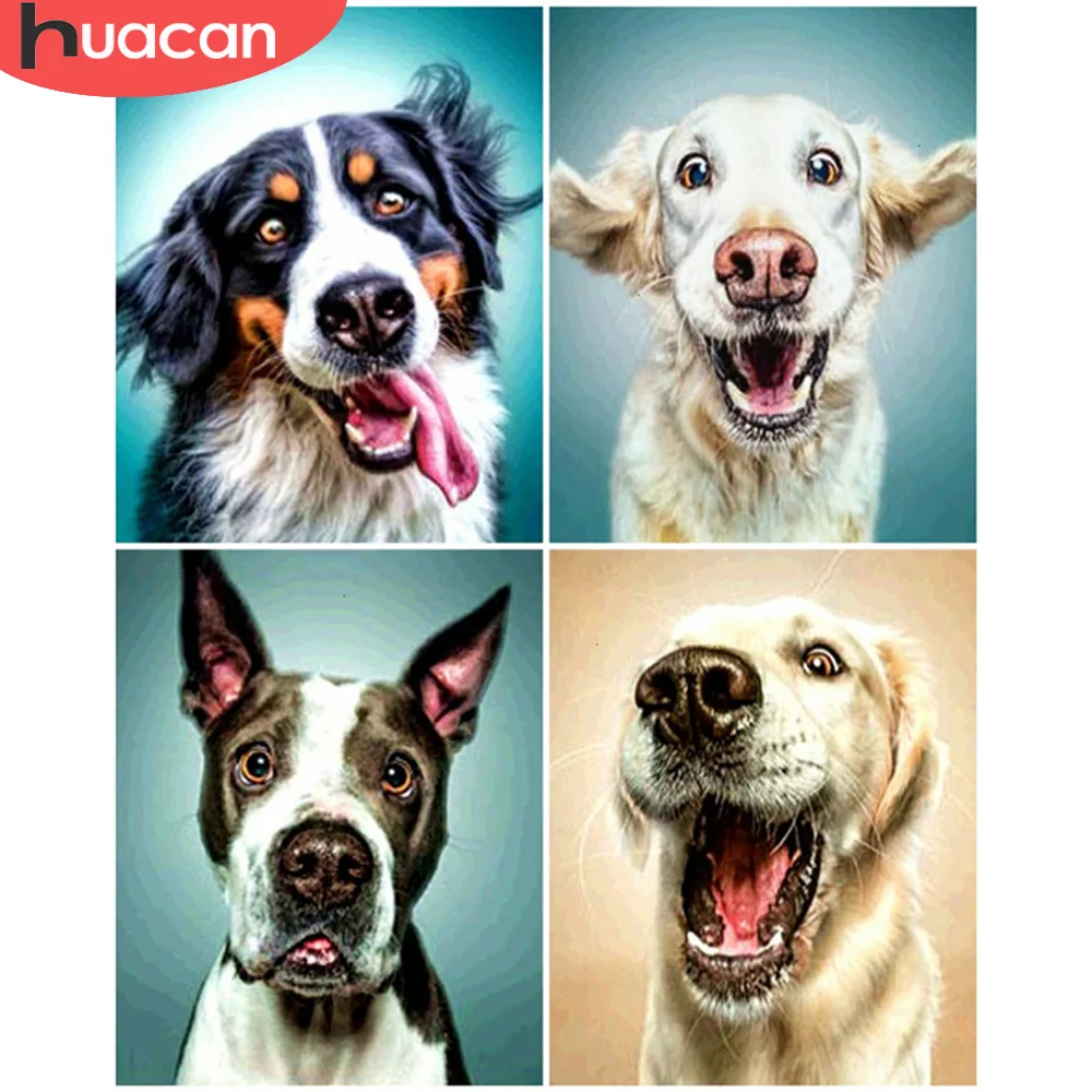 HUACAN Paint By Numbers Dog Hand Painted Wall Art Pictures Number On Canvas Animal Kits Home Decoration | Дом и сад