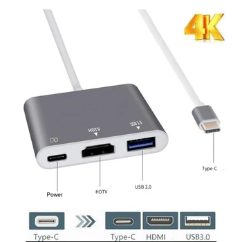 

Type-C To HDMI USB 3.0 Converter Adapter USB HDTV Type-C HUB USB-C HDMI pd VGA Multi-function Dock Plug and play for Macbook Pro
