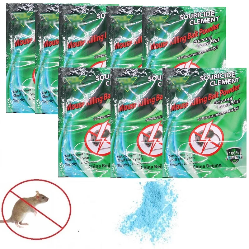 8pcs/lot Effective Mouse Rat Poison Powder Bait Mice Chain Killing Mouse Bait Powder Bait Pest Control Rat Mice Killer Pest Rat