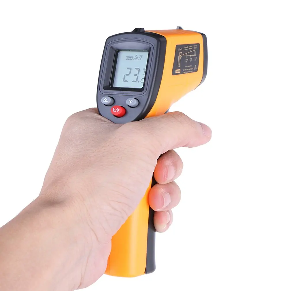 Temperature Measuring Gun, Infrared Thermometer, Industrial Thermometer,  with LCD Display GM320S for Hot Water Pipes Engine Parts Surface(Blue)