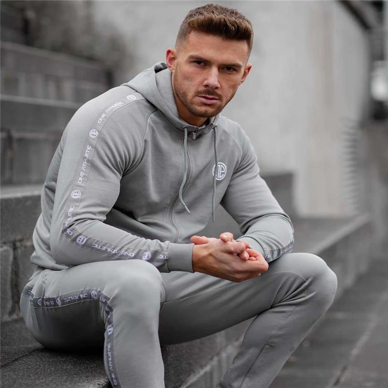 

Men's Sets Two-piece Sportswear Running suit Men's gym Hoodies+trousers men sports Suits bodybuilding hoodie Men Suits