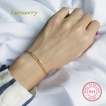 Leouerry, 925 пробы, серебряный, двойной слой, бусины, цепочка, крест, браслет, минималистичный, для женщин, леди, ручная цепной золотой браслет, хорошее ювелирное изделие