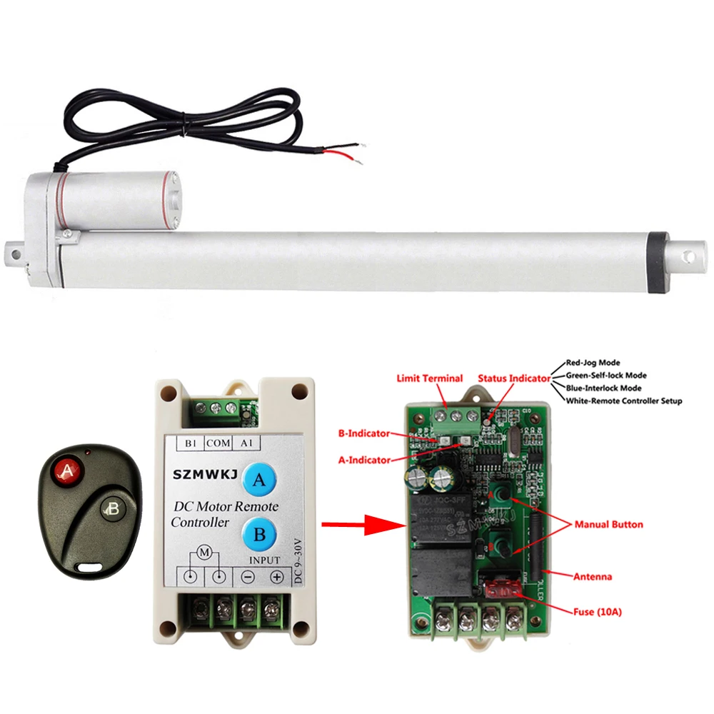 12V DC 450mm 1" с линейным приводом W/Jog/самоблокирующийся/интерлок беспроводной контроллер Набор-1500N 330 фунт Макс поднимать тяжести пошлины