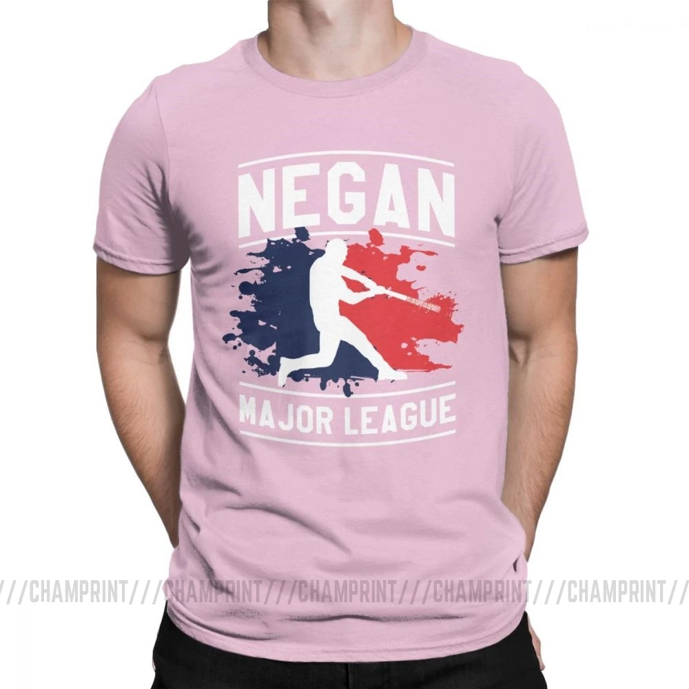 Мужская Бейсбольная Футболка Negan Major League Люсиль, одежда из чистого хлопка, винтажные футболки с круглым воротником - Цвет: Розовый