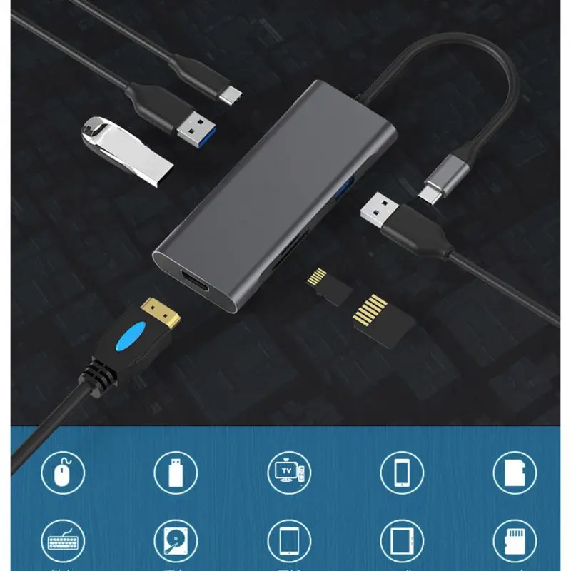 7 в 1 USB C концентратор ключ с HDMI для MacBook Air Pro и других типов C ноутбука C90F