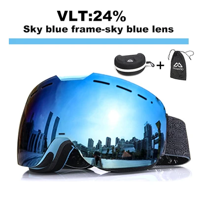 blue lens Mosodo магнитные лыжные очки сноуборд снегоход противотуманные лыжные очки снег большие сферические зимние лыжные очки осветляющие Лен - Цвет: blue lens