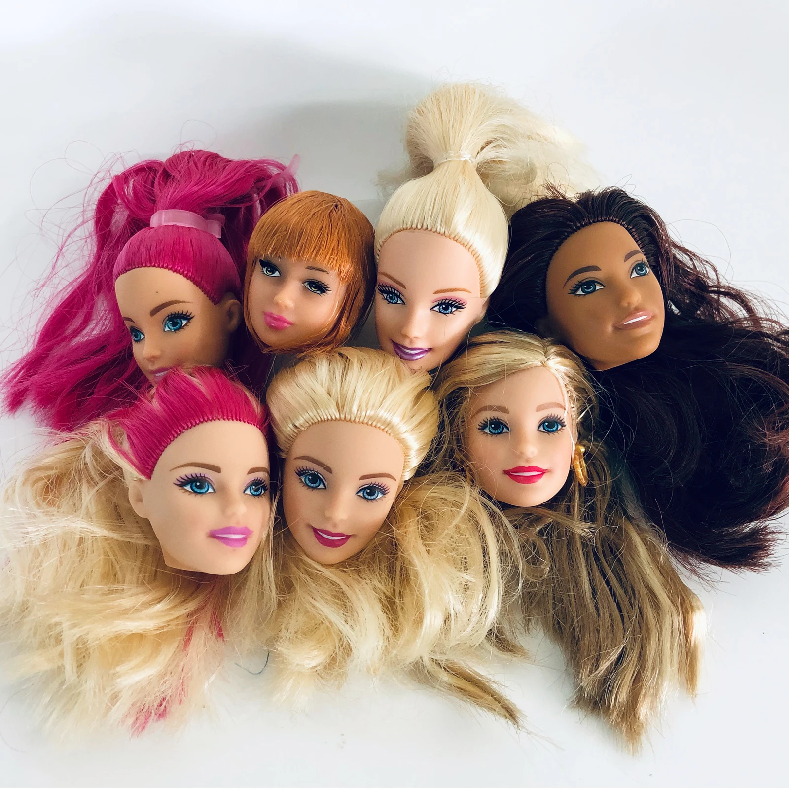 2 шт. в случайном порядке, голова куклы, модный макияж, прямые волосы, волнистые, кудрявые, блонд, красный, коричневый, волосы для 1/6, кукла, 12 дюймов, аксессуары, детская игрушка