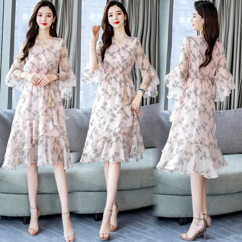 

Is Brand Slim Fit Elegant Fashion High-waisted Skirt Top Grade Summer New Style WOMEN'S Dress Very Fairy of Chiffon Dress Summer