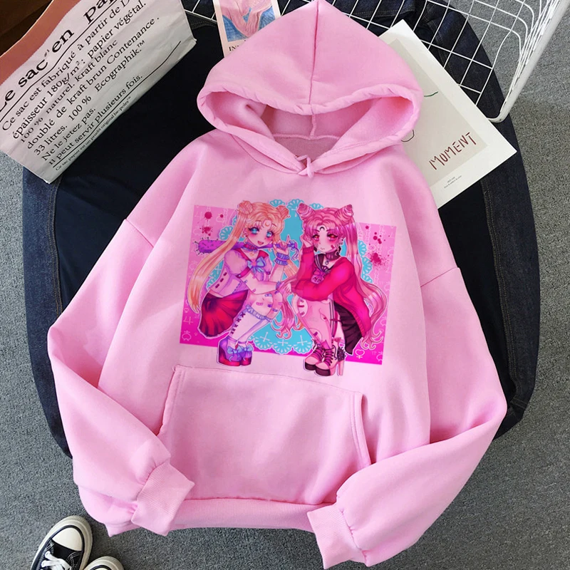 Сейлор Мун каваи аниме Harajuku Толстовка для женщин Ullzang милый кот мультфильм корейский стиль толстовка 90s Модный Графический Hoody женский - Цвет: H2260