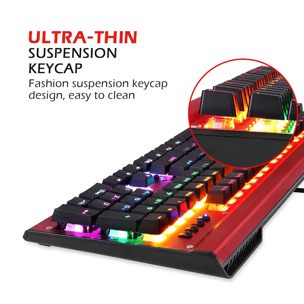 EasySMX SI-2029 Mechanical Keyboard LED Customizable Backlight 50 Million Keystrokes Life 104 Key N-Key Rollover For PC Gamers