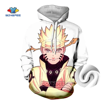 

SONSPEE Japan Naruto Hoodie Men Women 3D Print Anime Harajuku Longsleeve Streetwear Thick Hoodie Plus Size Clothes Off White B84