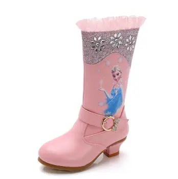 

Disney Winter Kids Frozen Boots Girls Fashion Rubber Boots Knee-high Children's Elsa Princess Boots Martin Boots