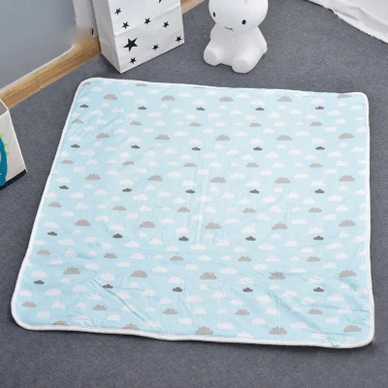 Children's tent mat moisture-proof thickening environmentally friendly tasteless cotton mat baby crawling mat non-slip carpet ma - Цвет: Blue clouds