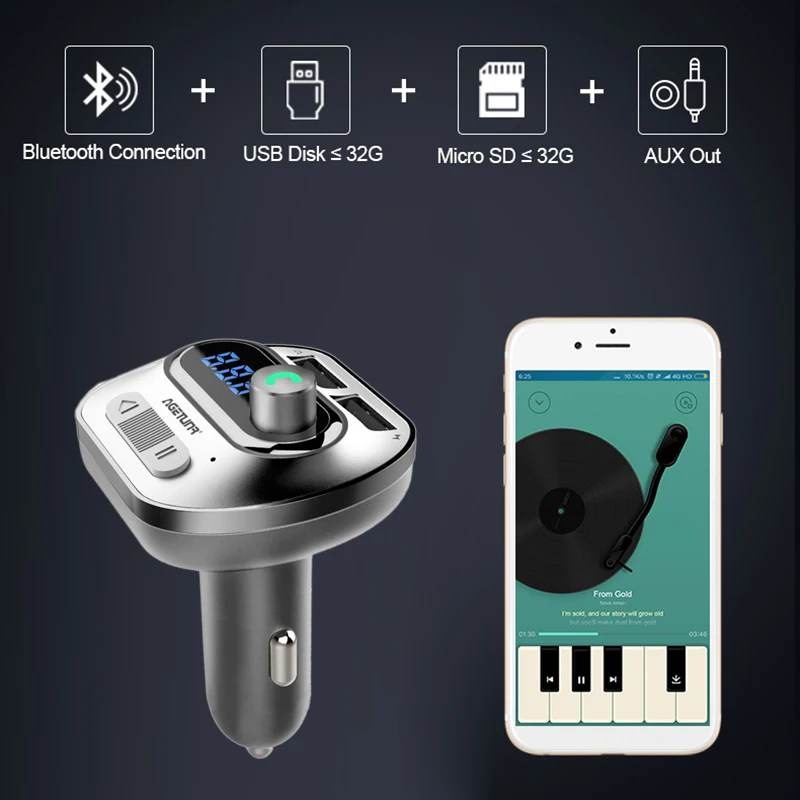 Беспроводной Bluetooth Handsfree автомобильный комплект fm-передатчик MP3-плеер двойной Usb зарядное устройство