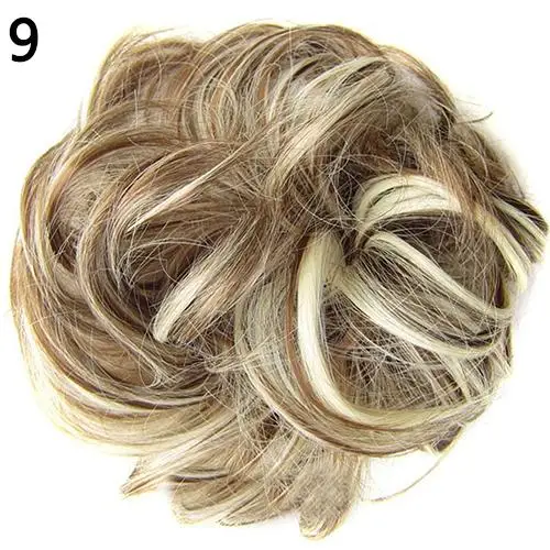 Синтетические гибкие волосы булочки кудрявые резинки шиньон эластичные грязные волнистые резинки для наращивания конского хвоста для женщин - Цвет: 9