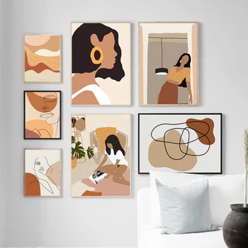 

Fashion Abstract Girl Line Geometric Nordic Posters And Prints Wall Art Canvas Painting Wall Pictures For Living Room Home Decor