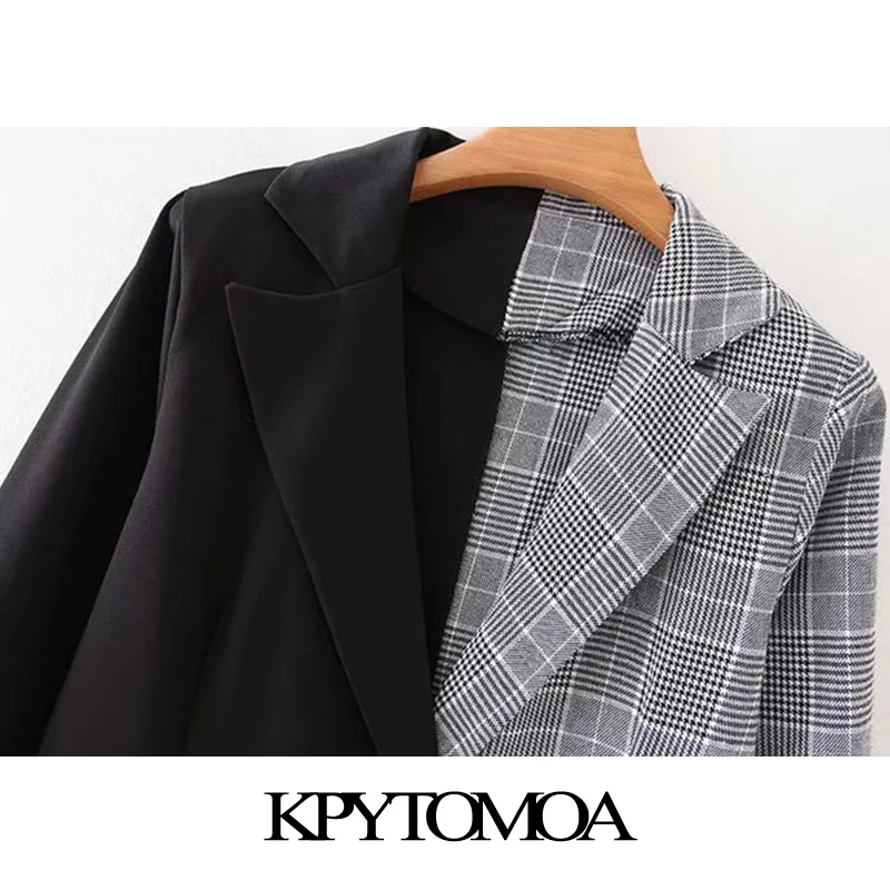Винтажный стильный двубортный блейзер из кусков, пальто для женщин, модная женская верхняя одежда с длинным рукавом и зубчатым воротником, шикарные топы