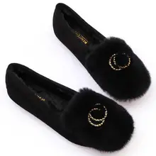 Большие размеры 35-43; женские лоферы на меху со стразами; теплая зимняя обувь на плоской подошве из плюша; женские мокасины без застежки; удобная обувь из хлопка