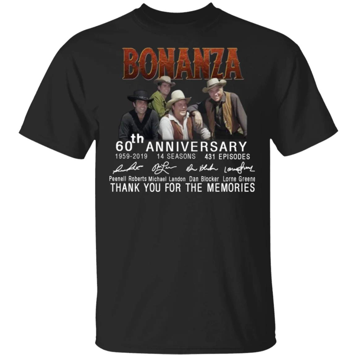 Bonanza 60-летие спасибо за воспоминания футболка черный темно-синий для мужчин и